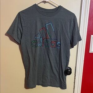 Adidas Charcoal Tee with Vibrant Logo